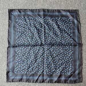 Vintage Lanvin Paris Silk Scarf Blue Black Pattern Made in Italy